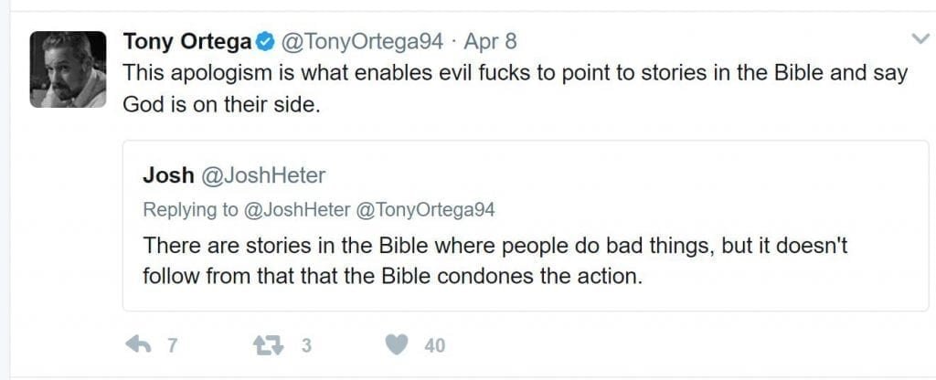 Tony Ortega Attacks The Bible As Justification for Evil