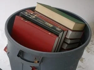 scientology books in the trash - alanzosblog.com